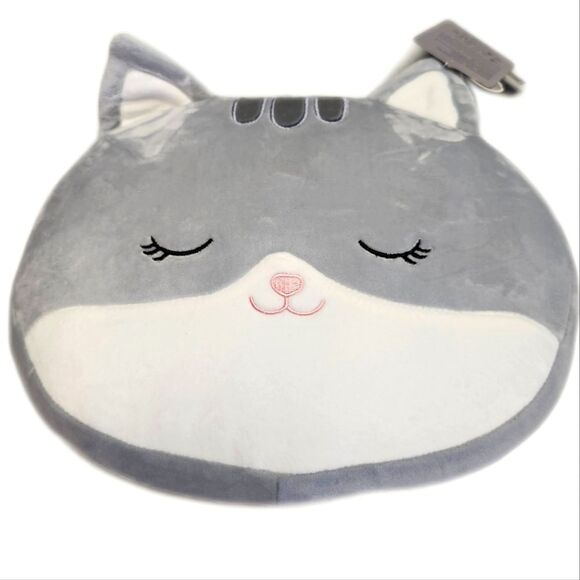 Lazada NWT 10-inch gray & white plush cat pillow - Picture 1 of 5
